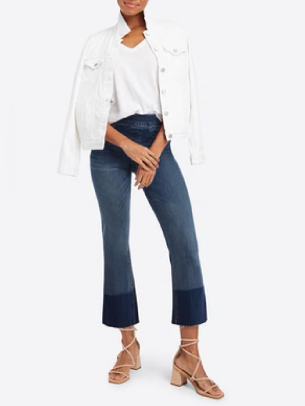 SPANX: Women's Blue Medium Wash Denim Cropped Flare, Size S